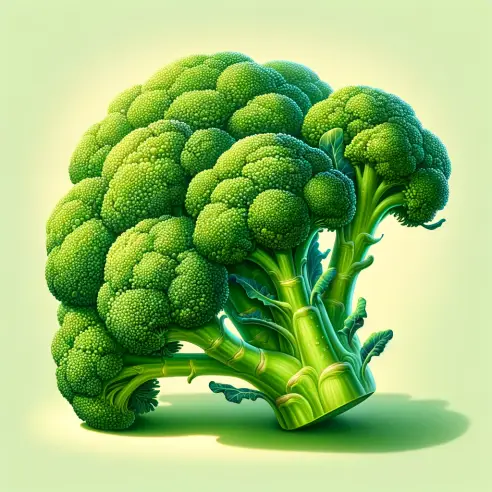 A vibrant and detailed illustration of broccoli florets arranged in a beautiful and appetizing manner, highlighting their rich green color and fresh a.webp